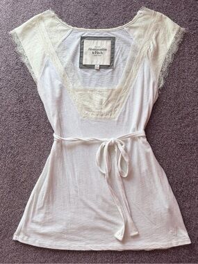 Vintage Y2K Abercrombie & Fitch 2000s Lace Trim Babydoll Top